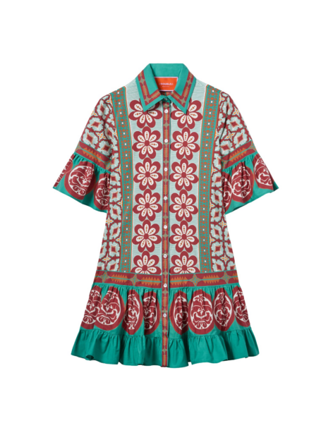 La DoubleJ Choux Dress Pagoda Placée Rust in Cotton Poplin - Dresses - Milanese Maximalist Fashion at Luxury Shoes 