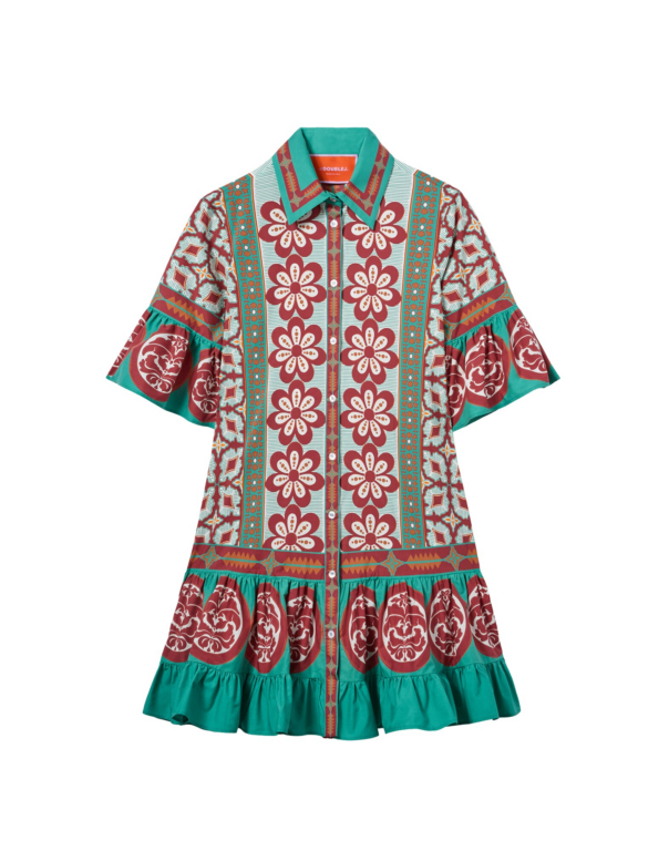 La DoubleJ Choux Dress Pagoda Placée Rust in Cotton Poplin - Dresses - Milanese Maximalist Fashion at Luxury Shoes 