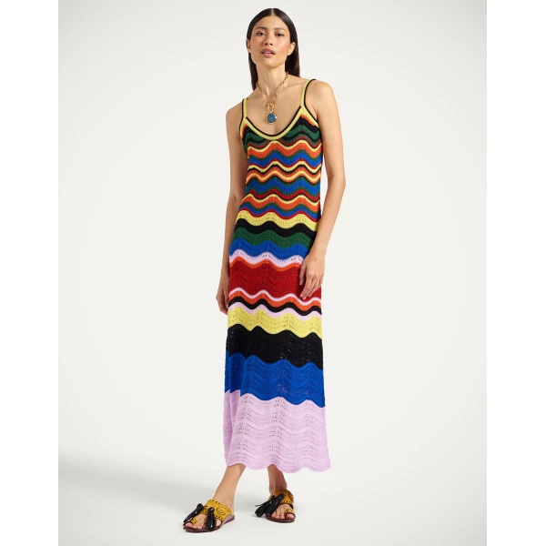 La DoubleJ Eight Counts Mini Dress Color Block Green & Pink in Cotton Viscose Blend - Dresses - Milanese Maximalist Fashion at Luxury Shoes 