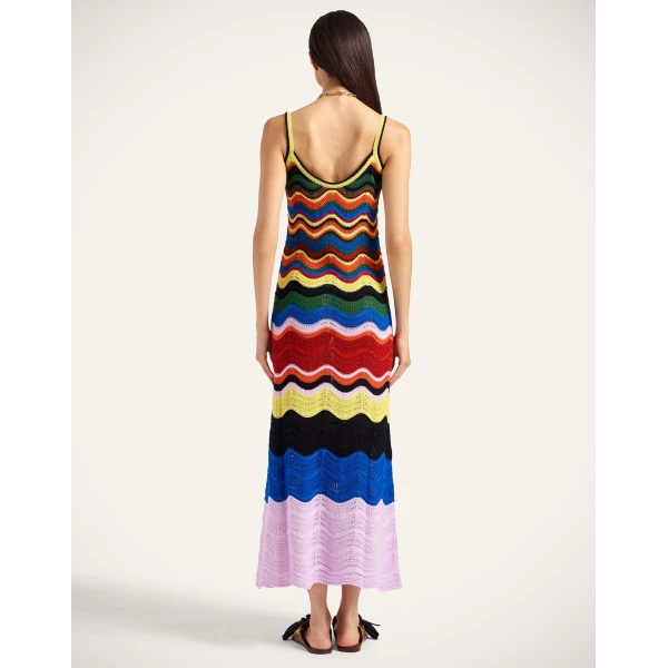 La DoubleJ Eight Counts Mini Dress Color Block Green & Pink in Cotton Viscose Blend - Dresses - Milanese Maximalist Fashion at Luxury Shoes 