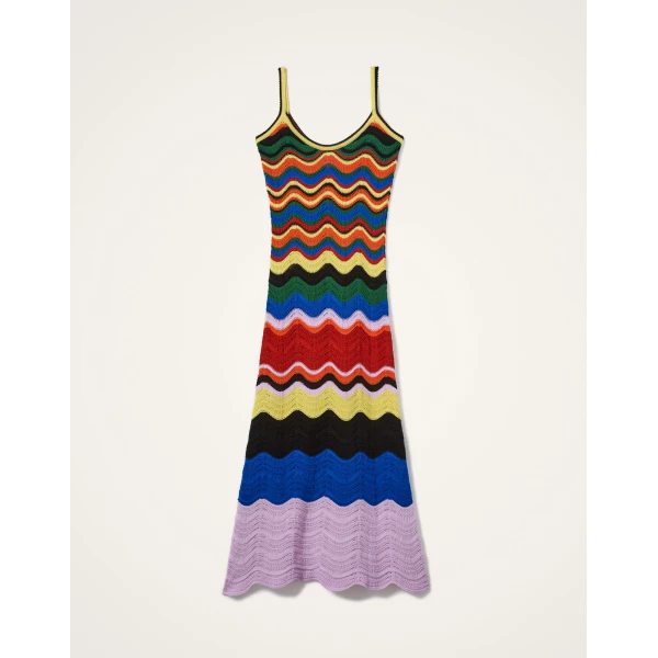 La DoubleJ Eight Counts Mini Dress Color Block Green & Pink in Cotton Viscose Blend - Dresses - Milanese Maximalist Fashion at Luxury Shoes 