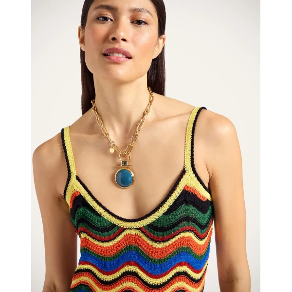 La DoubleJ Eight Counts Mini Dress Color Block Green & Pink in Cotton Viscose Blend - Dresses - Milanese Maximalist Fashion at Luxury Shoes 
