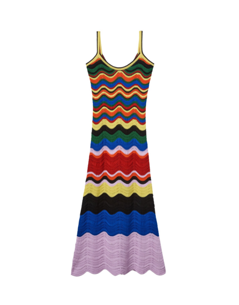 La DoubleJ Eight Counts Mini Dress Color Block Green & Pink in Cotton Viscose Blend - Dresses - Milanese Maximalist Fashion at Luxury Shoes 