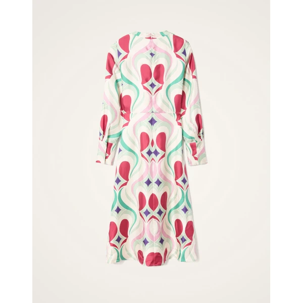 La DoubleJ Eve Midi Dress Macro Jive Ecru in Silk Twill - Dresses - Milanese Maximalist Fashion at Luxury Shoes 