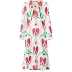 La DoubleJ Eve Midi Dress Macro Jive Ecru in Silk Twill - Dresses - Milanese Maximalist Fashion at Luxury Shoes 