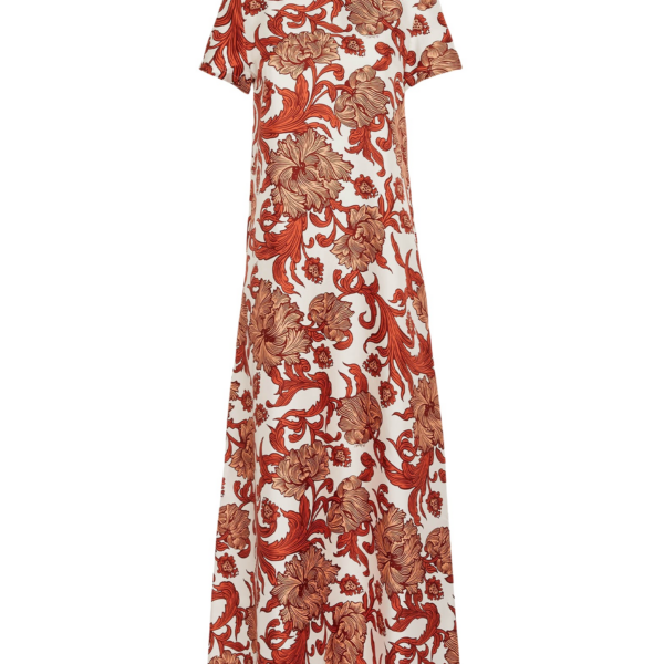 La DoubleJ Eve Midi Dress Sylph Khaki in Crepe Marocain
