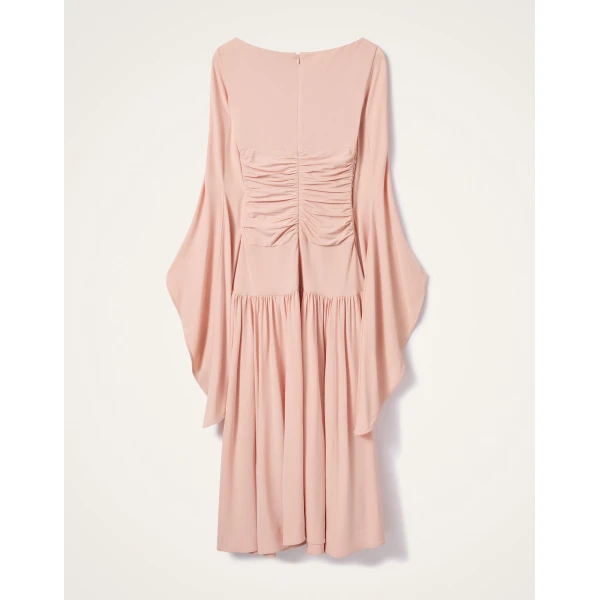 La DoubleJ Foyer Dress Queen Peony Blue in Crepe De Chine - Dresses - Milanese Maximalist Fashion at Luxury Shoes 