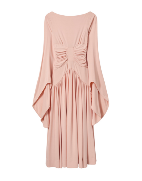 La DoubleJ Foyer Dress Queen Peony Blue in Crepe De Chine - Dresses - Milanese Maximalist Fashion at Luxury Shoes 