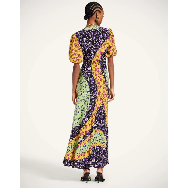 La DoubleJ Foyer Dress Solid Yellow in Embroidered Crepe De Chine - Dresses - Milanese Maximalist Fashion at Luxury Shoes 