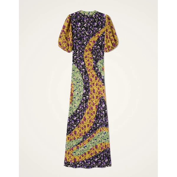 La DoubleJ Foyer Dress Solid Yellow in Embroidered Crepe De Chine - Dresses - Milanese Maximalist Fashion at Luxury Shoes 