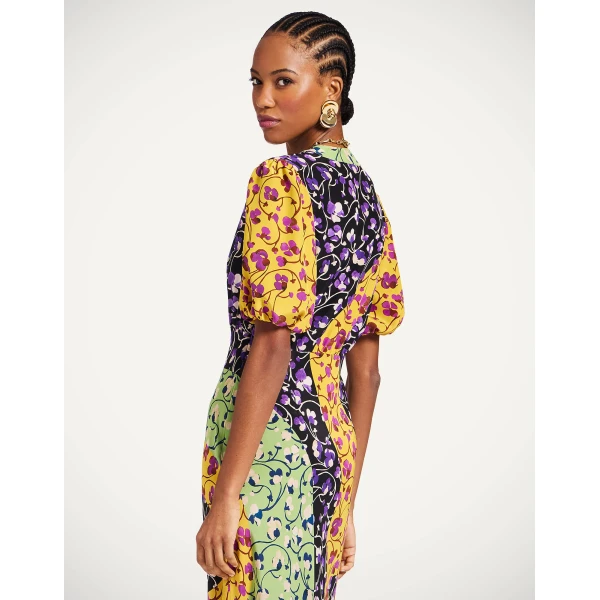 La DoubleJ Foyer Dress Solid Yellow in Embroidered Crepe De Chine - Dresses - Milanese Maximalist Fashion at Luxury Shoes 