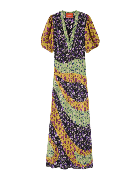 La DoubleJ Foyer Dress Solid Yellow in Embroidered Crepe De Chine - Dresses - Milanese Maximalist Fashion at Luxury Shoes 