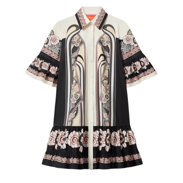 La DoubleJ Gingerbread Dress Palazzo Placée Chocolate in Flat Cotton Stretch