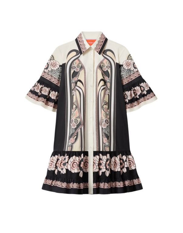 La DoubleJ Gingerbread Dress Palazzo Placée Chocolate in Flat Cotton Stretch - Dresses - Milanese Maximalist Fashion at Luxury Shoes 