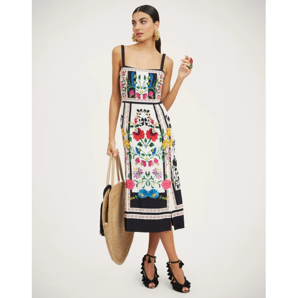 La DoubleJ Ischia Dress Oasis Green in Cotton Poplin - Dresses - Milanese Maximalist Fashion at Luxury Shoes 