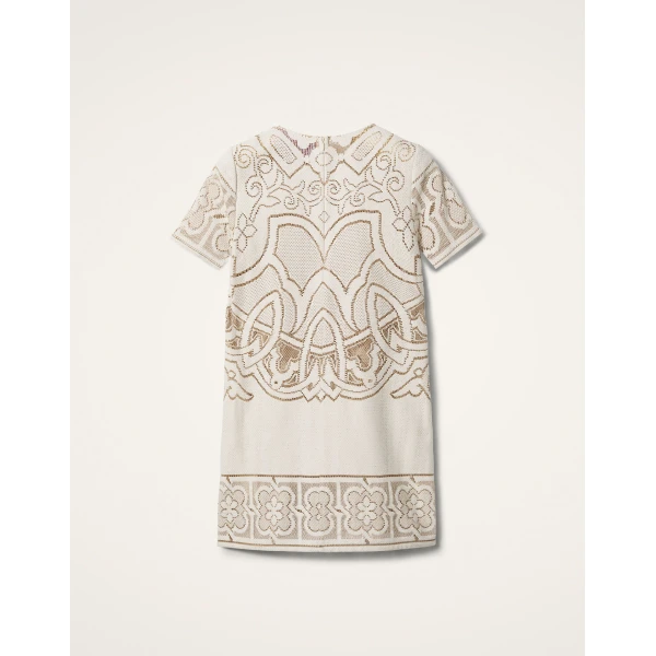 La DoubleJ Lacey Mini Swing Dress Solid White Smoke in Embroidered Cotton - Dresses - Milanese Maximalist Fashion at Luxury Shoes 
