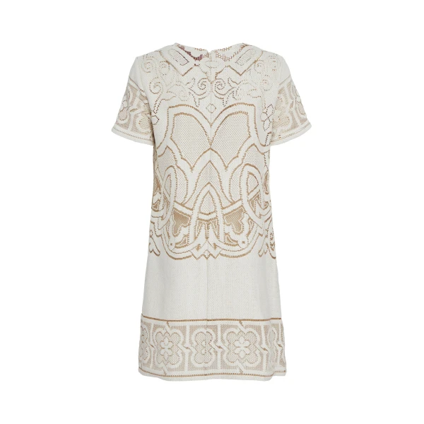 La DoubleJ Lacey Mini Swing Dress Solid White Smoke in Embroidered Cotton - Dresses - Milanese Maximalist Fashion at Luxury Shoes 