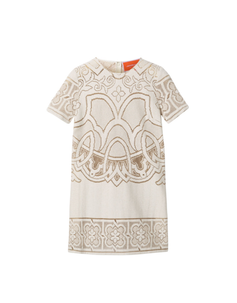 La DoubleJ Lacey Mini Swing Dress Solid White Smoke in Embroidered Cotton - Dresses - Milanese Maximalist Fashion at Luxury Shoes 
