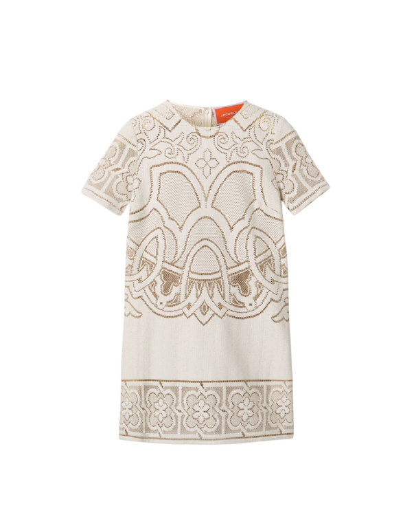 La DoubleJ Lacey Mini Swing Dress Solid White Smoke in Embroidered Cotton - Dresses - Milanese Maximalist Fashion at Luxury Shoes 