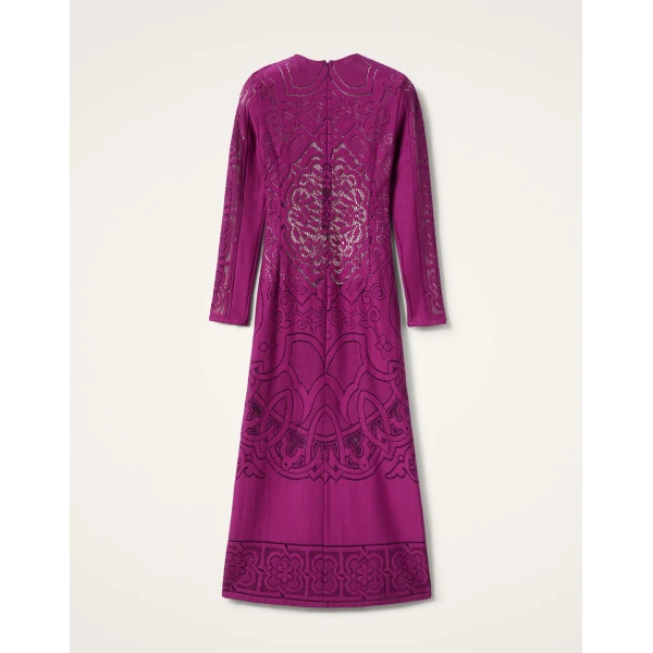 La DoubleJ Lacey Swing Dress Solid Purple in Embroidered Cotton - Dresses - Milanese Maximalist Fashion at Luxury Shoes 