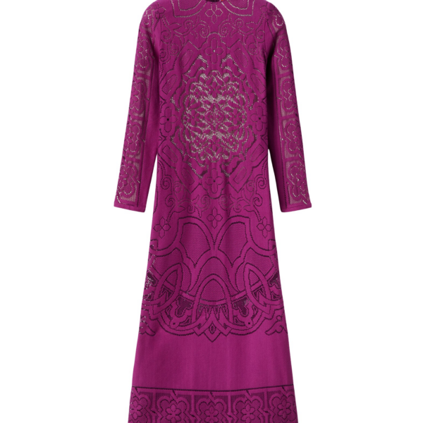 La DoubleJ Lacey Swing Dress Solid Purple in Embroidered Cotton - Dresses - Milanese Maximalist Fashion at Luxury Shoes 