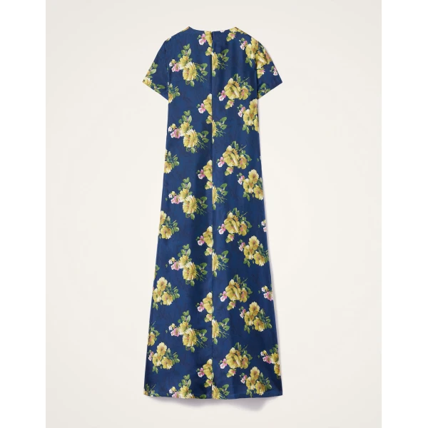 La DoubleJ Lela Dress Dea Dahlia Blue Petrol in Compact Jersey - Dresses - Milanese Maximalist Fashion at Luxury Shoes 