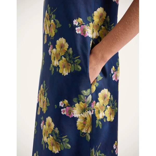 La DoubleJ Lela Dress Dea Dahlia Blue Petrol in Compact Jersey - Dresses - Milanese Maximalist Fashion at Luxury Shoes 