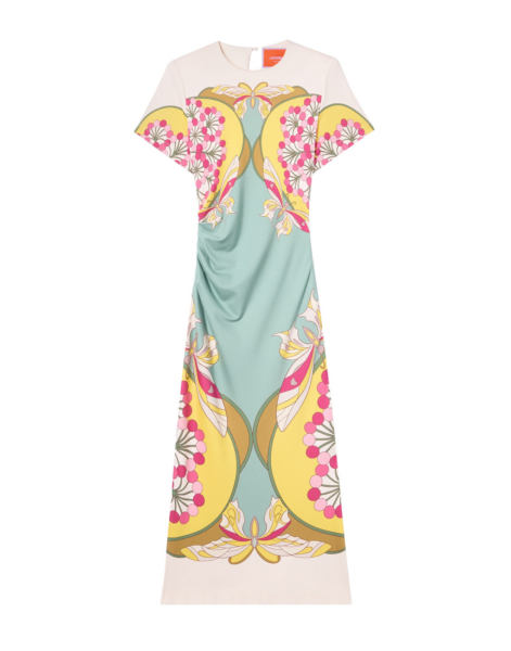 La DoubleJ Lela Dress Florette Placée Fuchsia in Interlock Jersey - Dresses - Milanese Maximalist Fashion at Luxury Shoes 