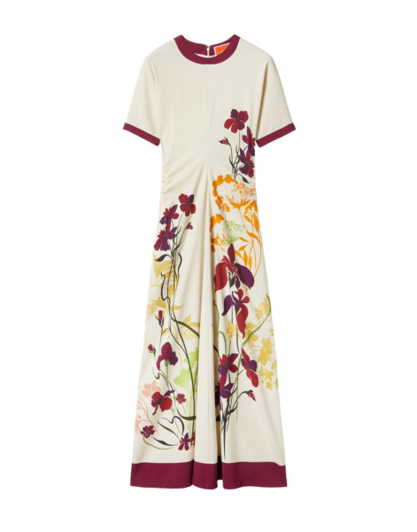 La DoubleJ Lela Dress Queen Peony Placée Blue in Interlock Jersey - Dresses - Milanese Maximalist Fashion at Luxury Shoes 