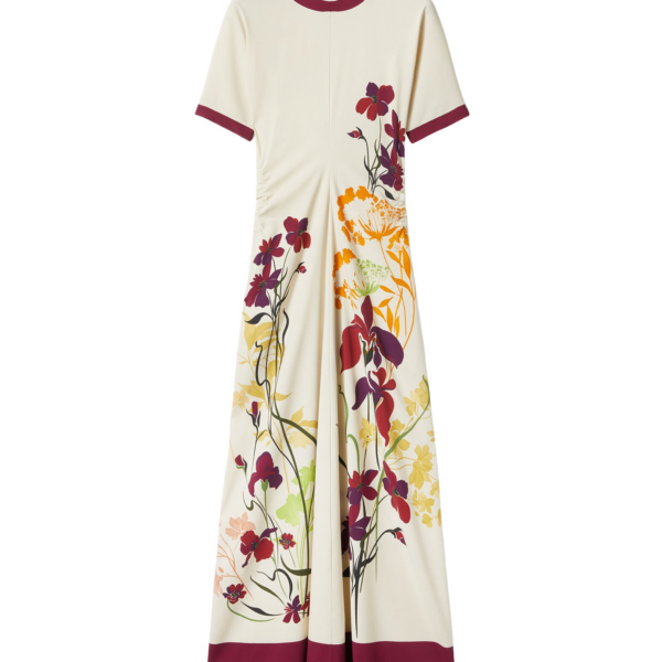 La DoubleJ Lela Dress Queen Peony Placée Blue in Interlock Jersey