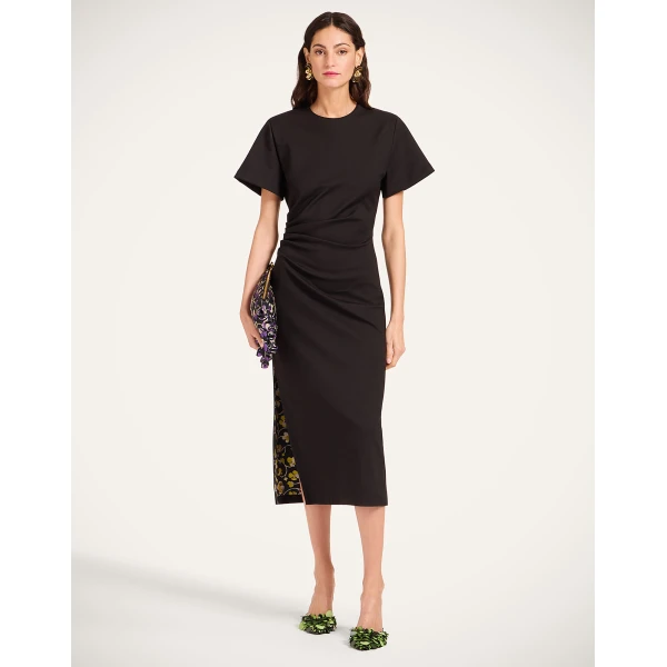 La DoubleJ Lela Dress Solid Black in Double Punto Milano - Dresses - Milanese Maximalist Fashion at Luxury Shoes 