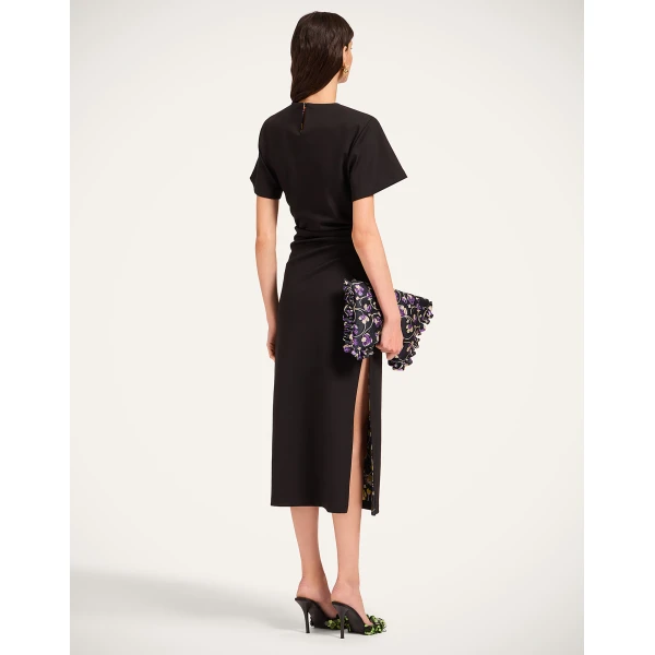 La DoubleJ Lela Dress Solid Black in Double Punto Milano - Dresses - Milanese Maximalist Fashion at Luxury Shoes 