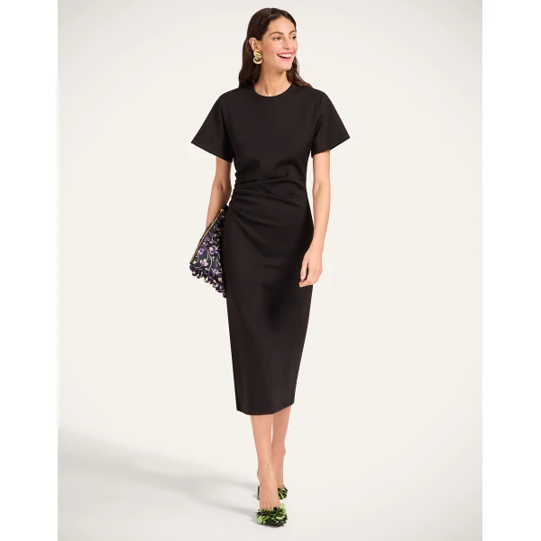La DoubleJ Lela Dress Solid Black in Double Punto Milano - Dresses - Milanese Maximalist Fashion at Luxury Shoes 