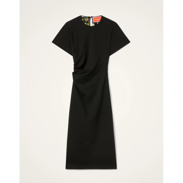 La DoubleJ Lela Dress Solid Black in Double Punto Milano - Dresses - Milanese Maximalist Fashion at Luxury Shoes 