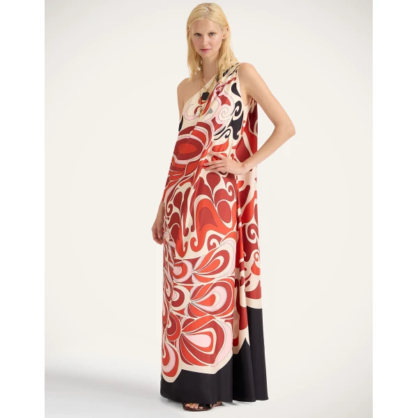 La DoubleJ Long And Sassy Dress Tangle Light Blue in Silk Twill - Dresses - Milanese Maximalist Fashion at Luxury Shoes 