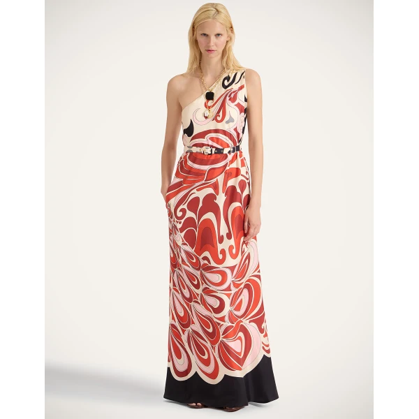 La DoubleJ Long And Sassy Dress Tangle Light Blue in Silk Twill - Dresses - Milanese Maximalist Fashion at Luxury Shoes 