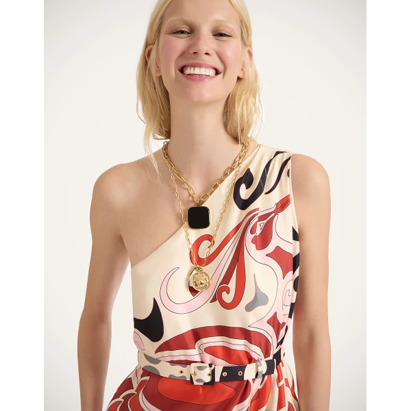La DoubleJ Long And Sassy Dress Tangle Light Blue in Silk Twill - Dresses - Milanese Maximalist Fashion at Luxury Shoes 