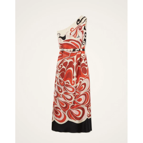 La DoubleJ Long And Sassy Dress Tangle Light Blue in Silk Twill - Dresses - Milanese Maximalist Fashion at Luxury Shoes 
