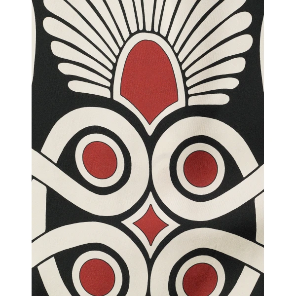 La DoubleJ Long Camerino Dress Blooming Tulip Placée Dark Green in Crepe De Chine - Dresses - Milanese Maximalist Fashion at Luxury Shoes 