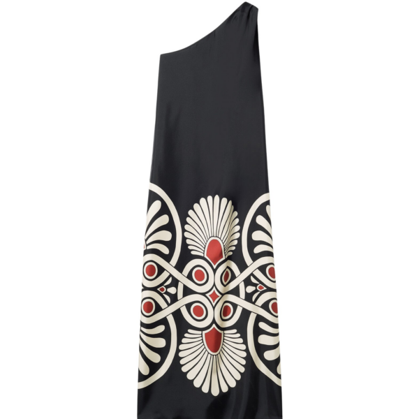 La DoubleJ Long Camerino Dress Blooming Tulip Placée Dark Green in Crepe De Chine