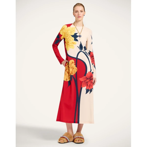 La DoubleJ Long Camerino Dress Tackle Black in Crepe De Chine Silk - Dresses - Milanese Maximalist Fashion at Luxury Shoes 