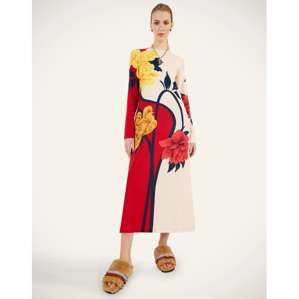 La DoubleJ Long Camerino Dress Tackle Black in Crepe De Chine Silk - Dresses - Milanese Maximalist Fashion at Luxury Shoes 