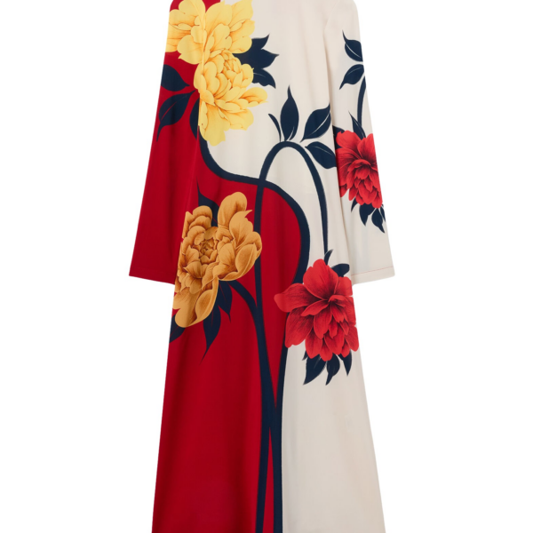 La DoubleJ Long Camerino Dress Tackle Black in Crepe De Chine Silk