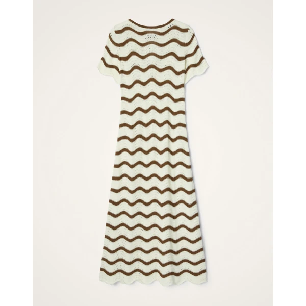 La DoubleJ Long Sleeve Swing Dress Derby Placée Multicolor in Sable - Dresses - Milanese Maximalist Fashion at Luxury Shoes 