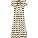 La DoubleJ Long Sleeve Swing Dress Derby Placée Multicolor in Sable - Dresses - Milanese Maximalist Fashion at Luxury Shoes 