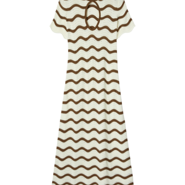La DoubleJ Long Sleeve Swing Dress Derby Placée Multicolor in Sable