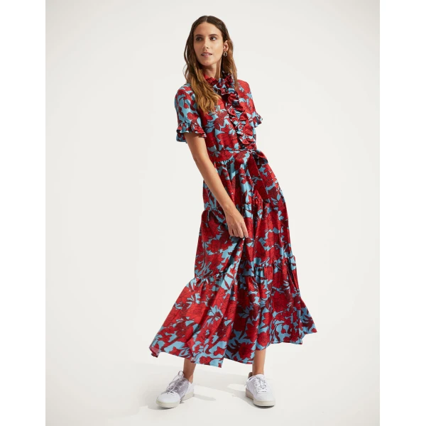 La DoubleJ Long Sleeve Swing Dress Heath Mint in Flowy Jersey - Dresses - Milanese Maximalist Fashion at Luxury Shoes 