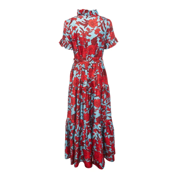 La DoubleJ Long Sleeve Swing Dress Heath Mint in Flowy Jersey - Dresses - Milanese Maximalist Fashion at Luxury Shoes 