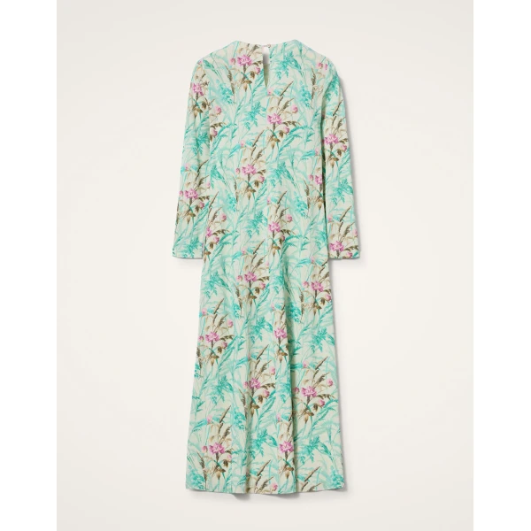La DoubleJ Long and Sassy Dress Lilium Turchese in Silk Twill - Dresses - Milanese Maximalist Fashion at Luxury Shoes 