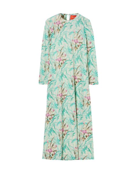 La DoubleJ Long and Sassy Dress Lilium Turchese in Silk Twill - Dresses - Milanese Maximalist Fashion at Luxury Shoes 